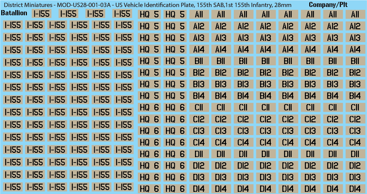 Modern US Vehicle Identification Plates, Mississippi Army National Guard, 28mm