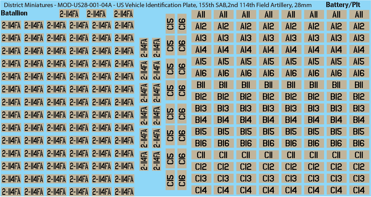 Modern US Vehicle Identification Plates, Mississippi Army National Guard, 28mm