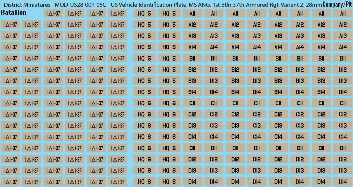Modern US Vehicle Identification Plates, Mississippi Army National Guard, 28mm