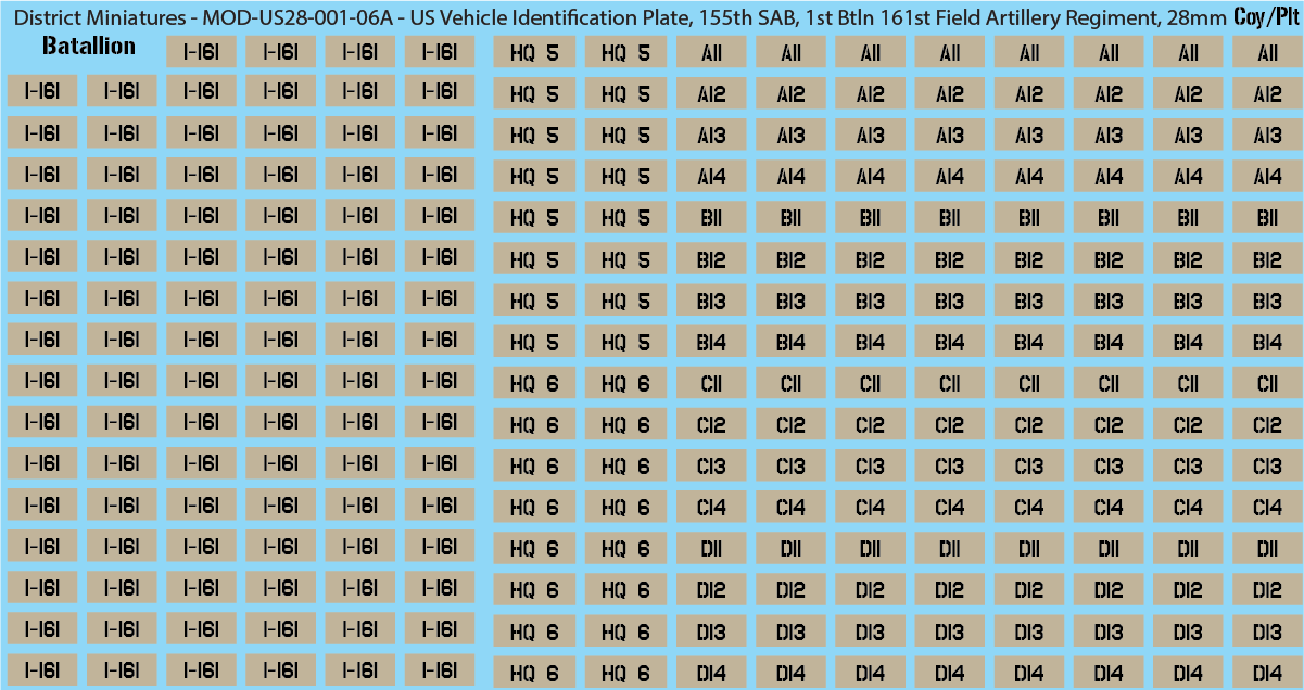Modern US Vehicle Identification Plates, Mississippi Army National Guard, 28mm