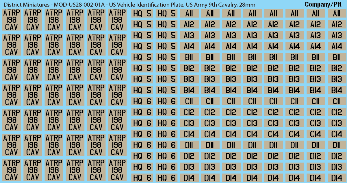 Modern US Vehicle Identification Plates, Mississippi Army National Guard, 28mm