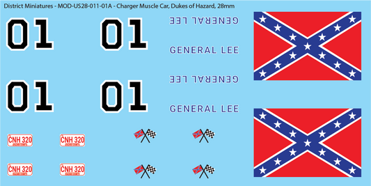 Dukes of Hazard Charger Decals, 28mm