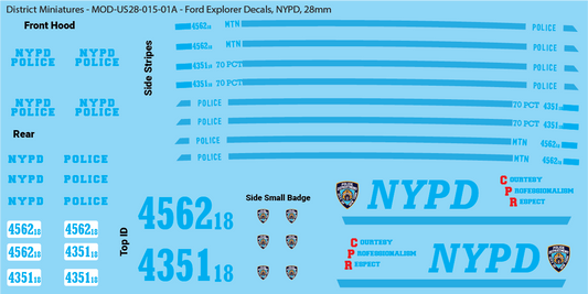 Ford Explorer Police Decals (Multiple Options), 28mm