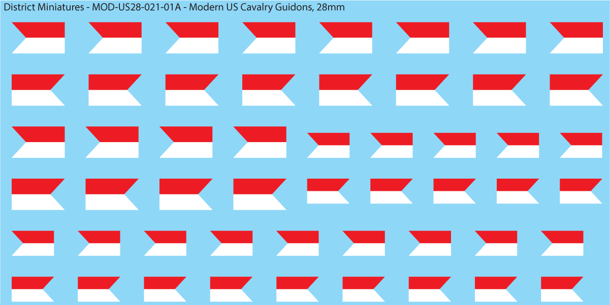 Modern US Cavalry Guidons, 28mm Decals
