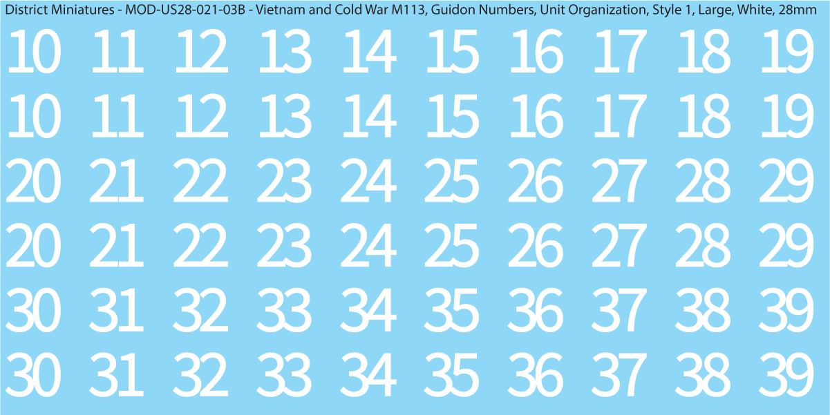 Modern US Cavalry Guidon Large Vehicle Number (Multiple Options), 28mm Decals