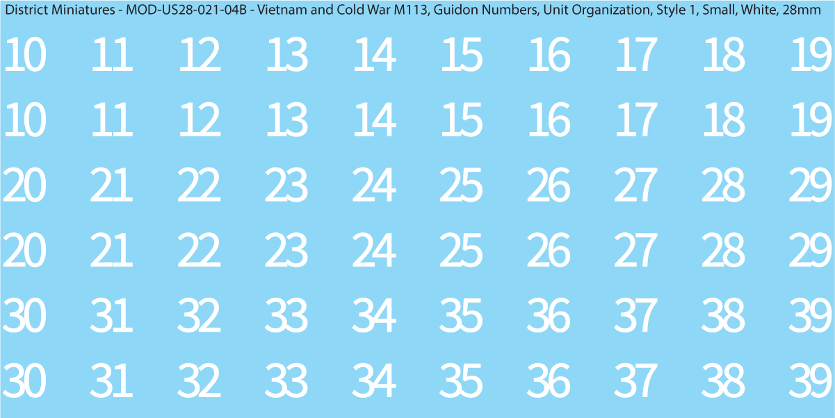 Modern US Cavalry Guidon Large Vehicle Number (Multiple Options), 28mm Decals