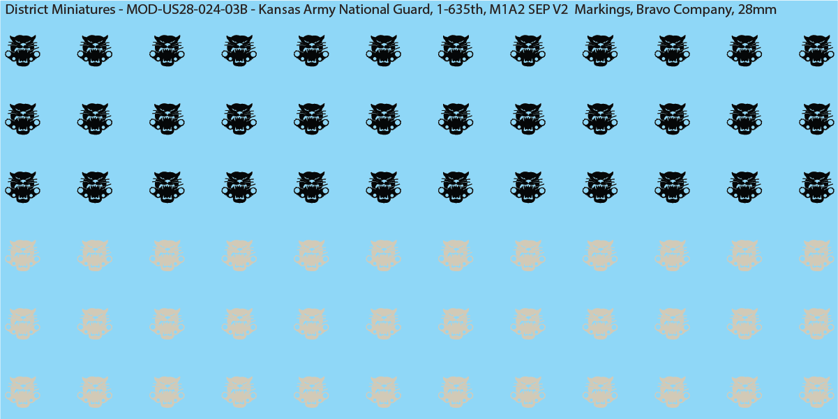 Modern US - Kansas Army National Guard, 1-635th (Multiple Options), 28mm Decals