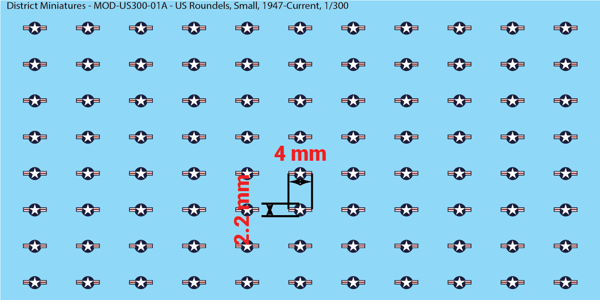 Modern US Aircraft Roundels (Multiple Options), 1/300 Decals