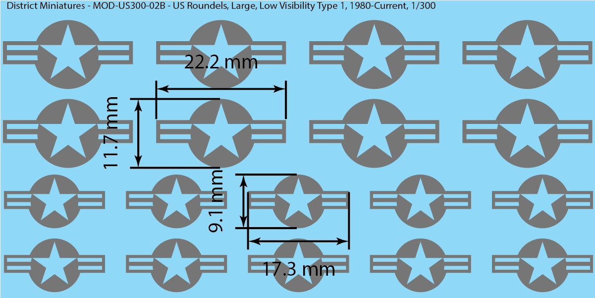 Modern US Aircraft Roundels (Multiple Options), 1/300 Decals