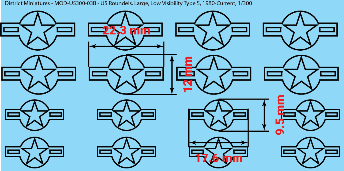 Modern US Aircraft Roundels (Multiple Options), 1/300 Decals