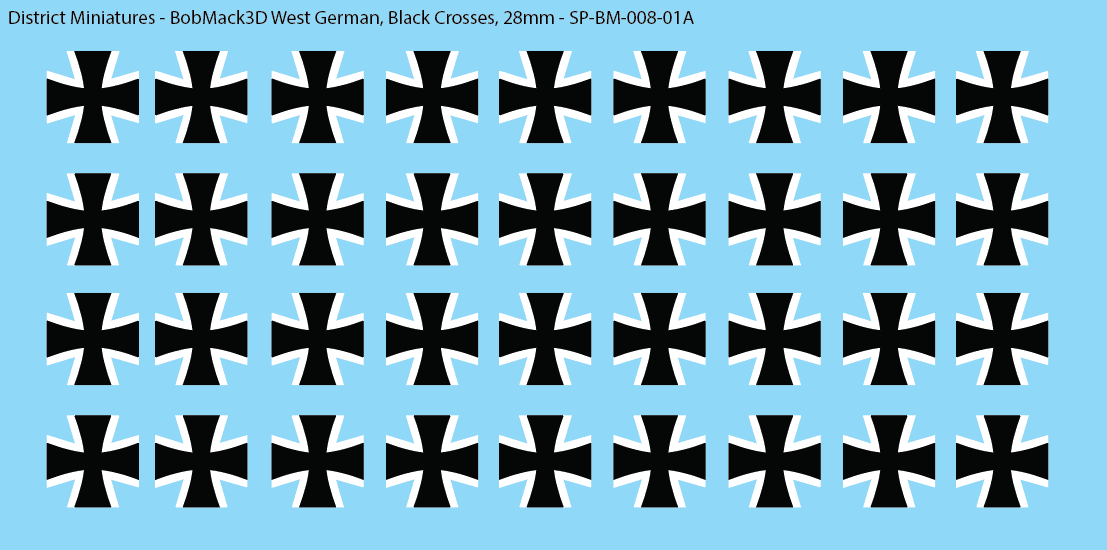 BobMack3D West German - Black Crosses 28mm Decals