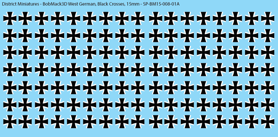 BobMack3D West German - Black Crosses 15mm Decals