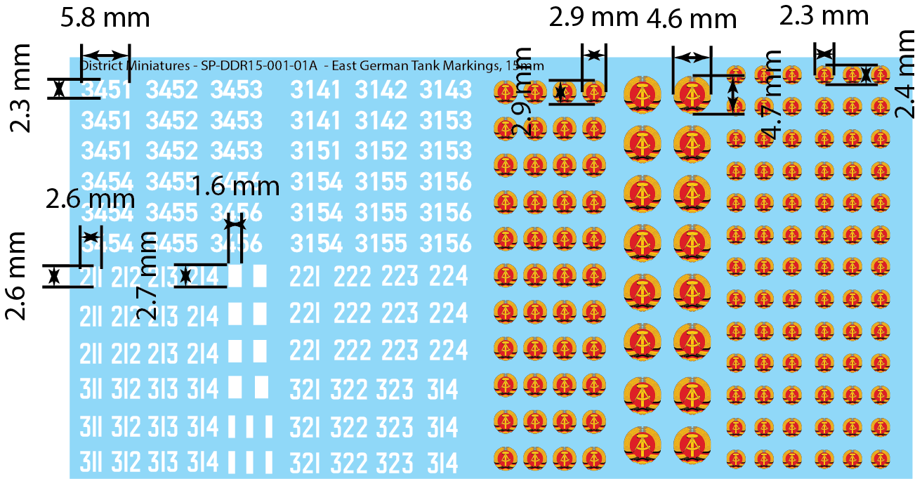 East German Tank Decals, 15mm