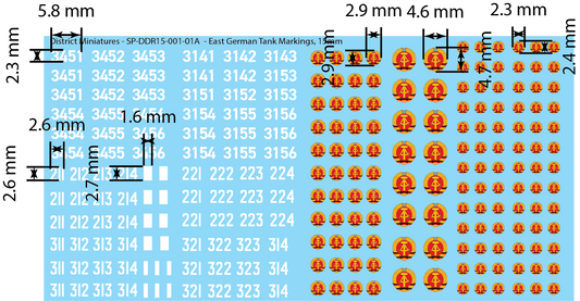 East German Tank Decals, 15mm