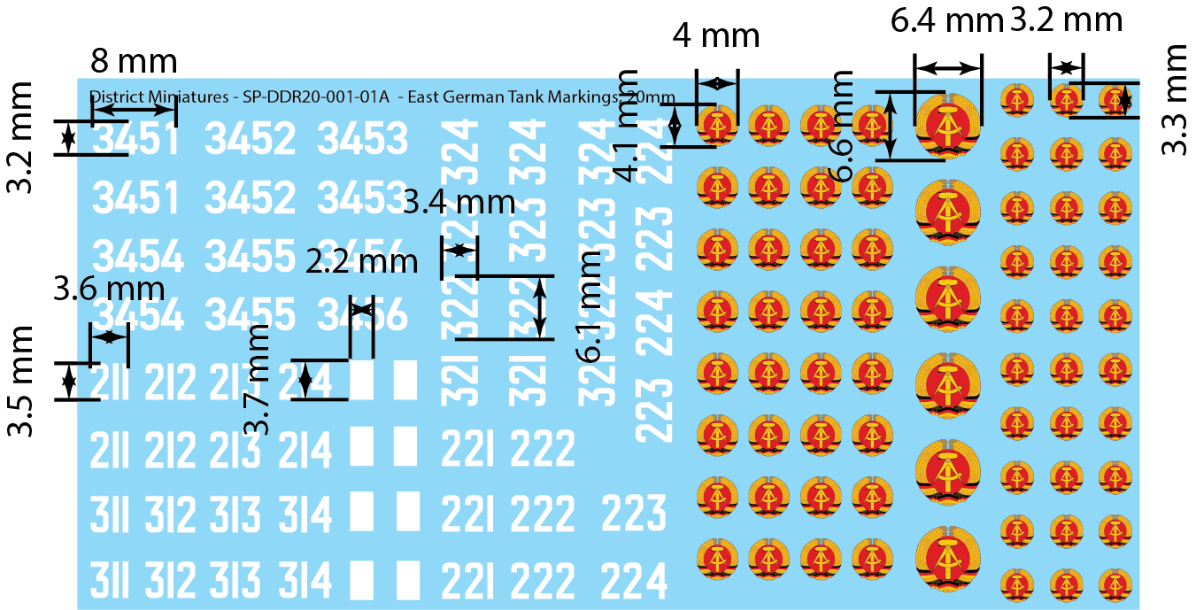Miniatures Decals Bullets East German Tank Decals, 20mm – District Miniatures
