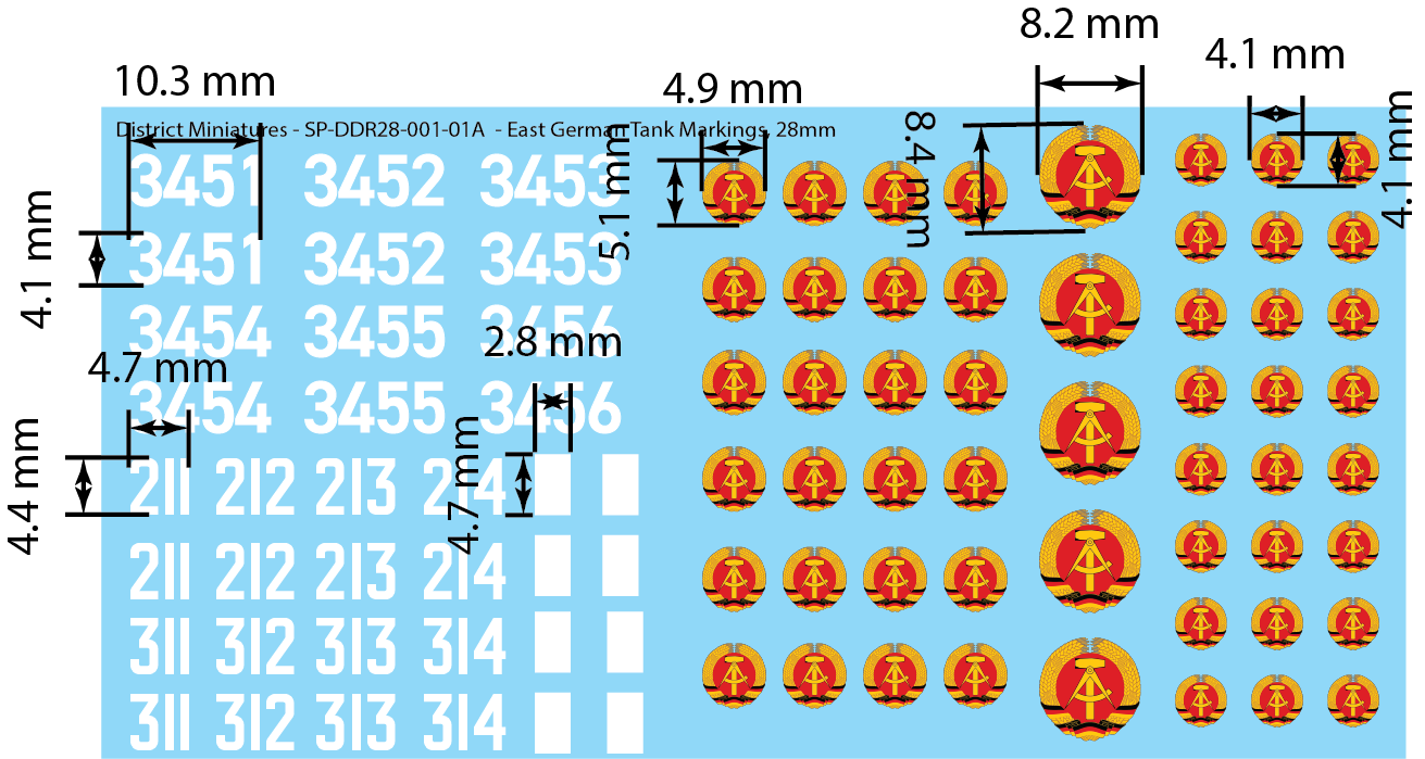 East German Tank Decals, 28mm – District Miniatures