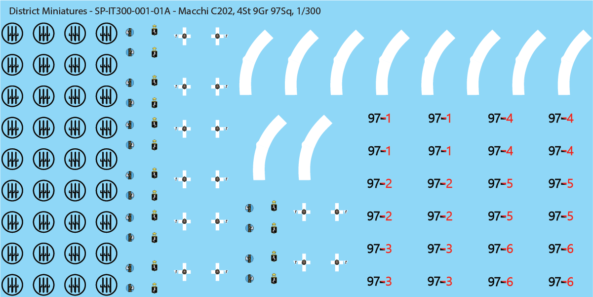 Italian Macchi C202, 1/300 Scale Decals