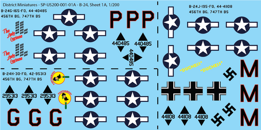 US B-24, 456th Bomber Group, 1/200 Decals