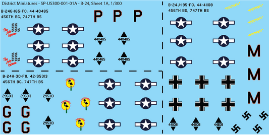 US B-24, 456th Bomber Group, 1/300 Decals