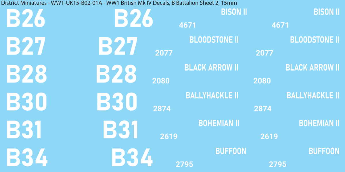 B Battalion Sheet 2, 15mm