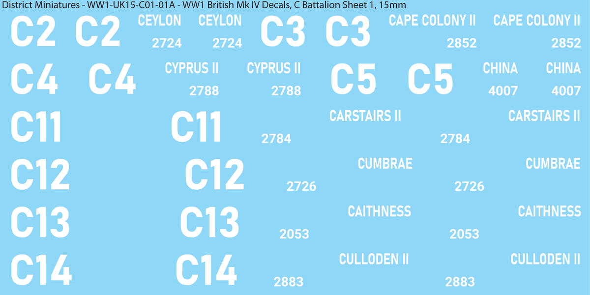 C Battalion Sheet 1, 15mm