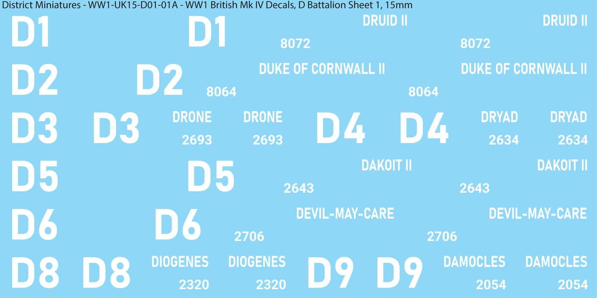 D Battalion Sheet 1, 15mm