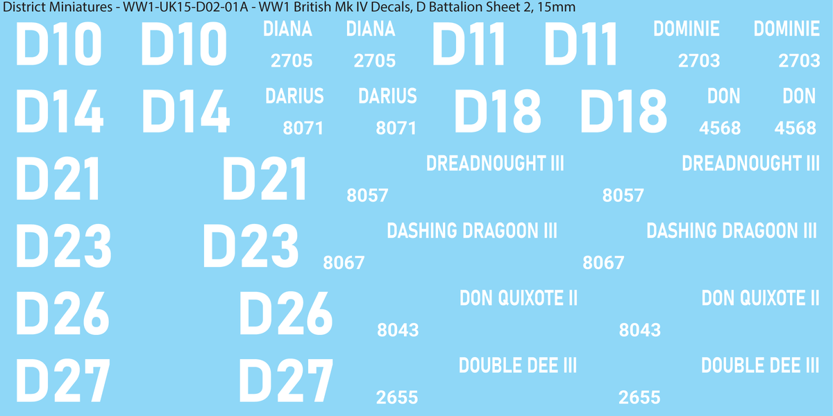 D Battalion Sheet 2, 15mm