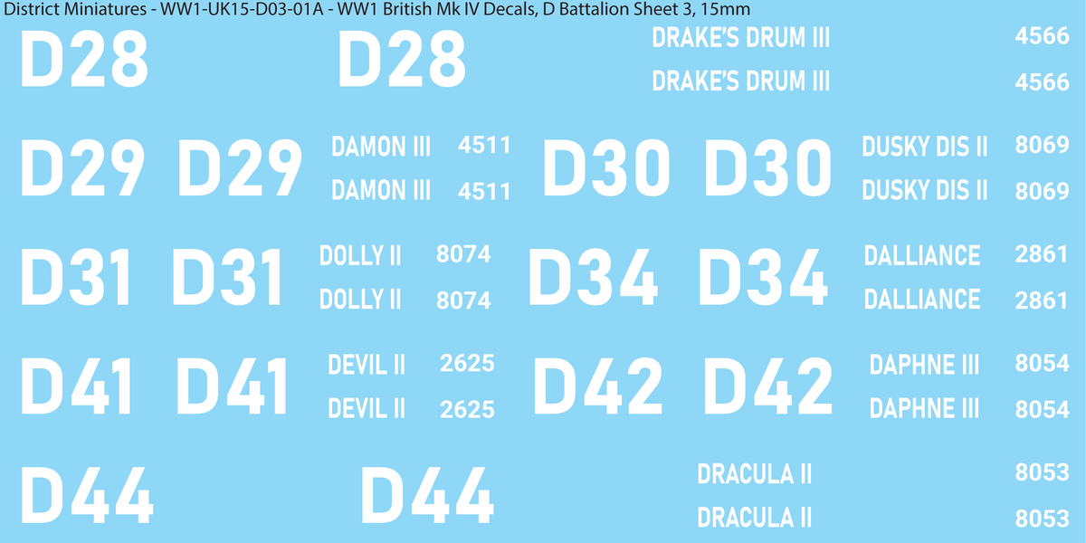 D Battalion Sheet 3, 15mm
