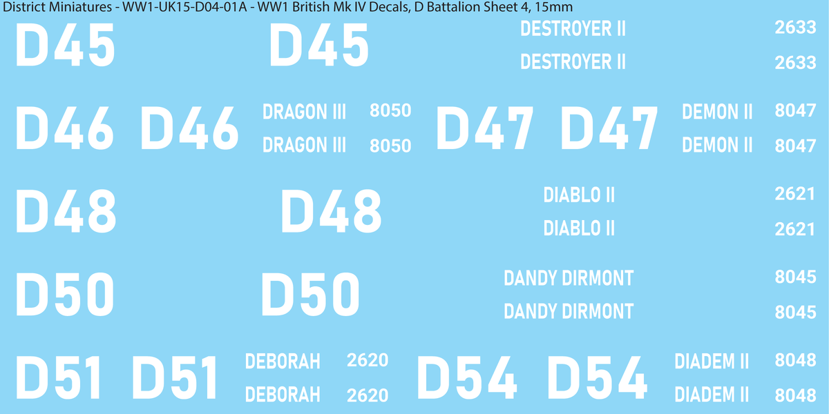 D Battalion Sheet 4, 15mm