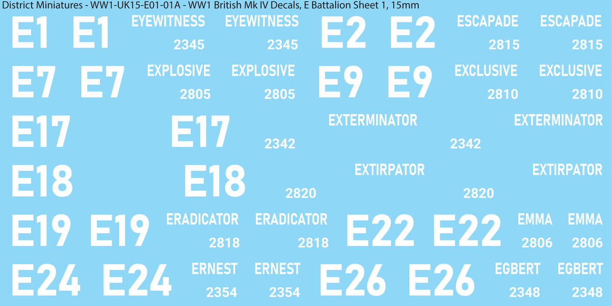 E Battalion Sheet 1, 15mm