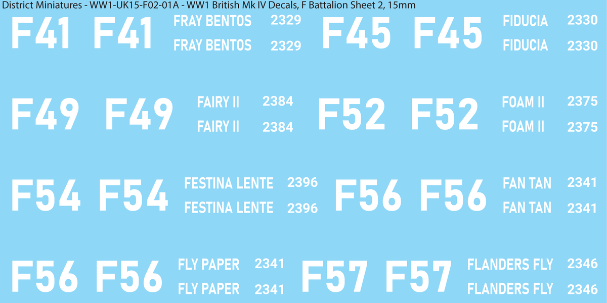 F Battalion Sheet 2, 15mm