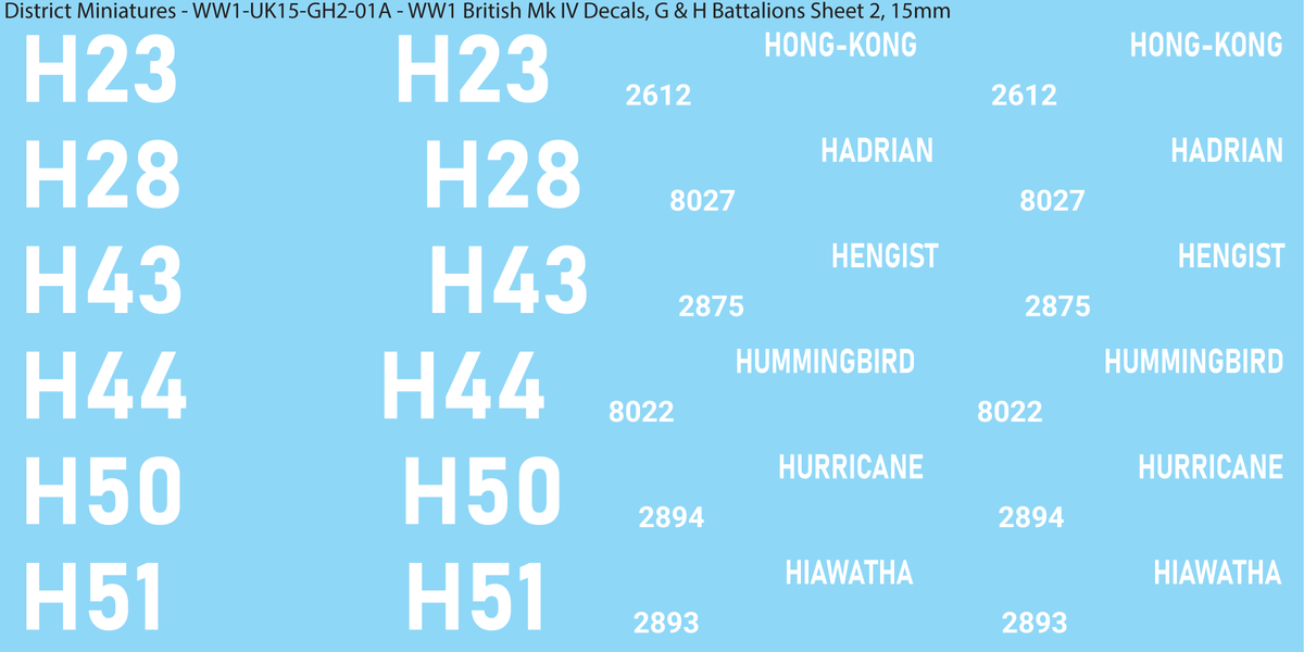 G & H Battalions Sheet 2, 15mm