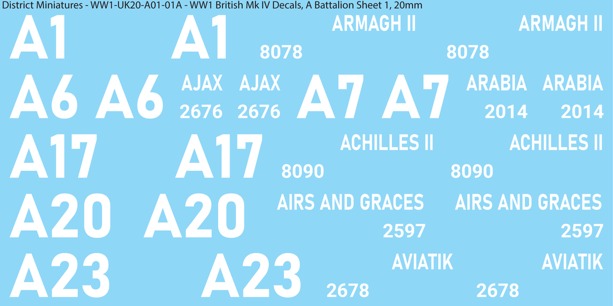 A Battalion Sheet 1, 20mm