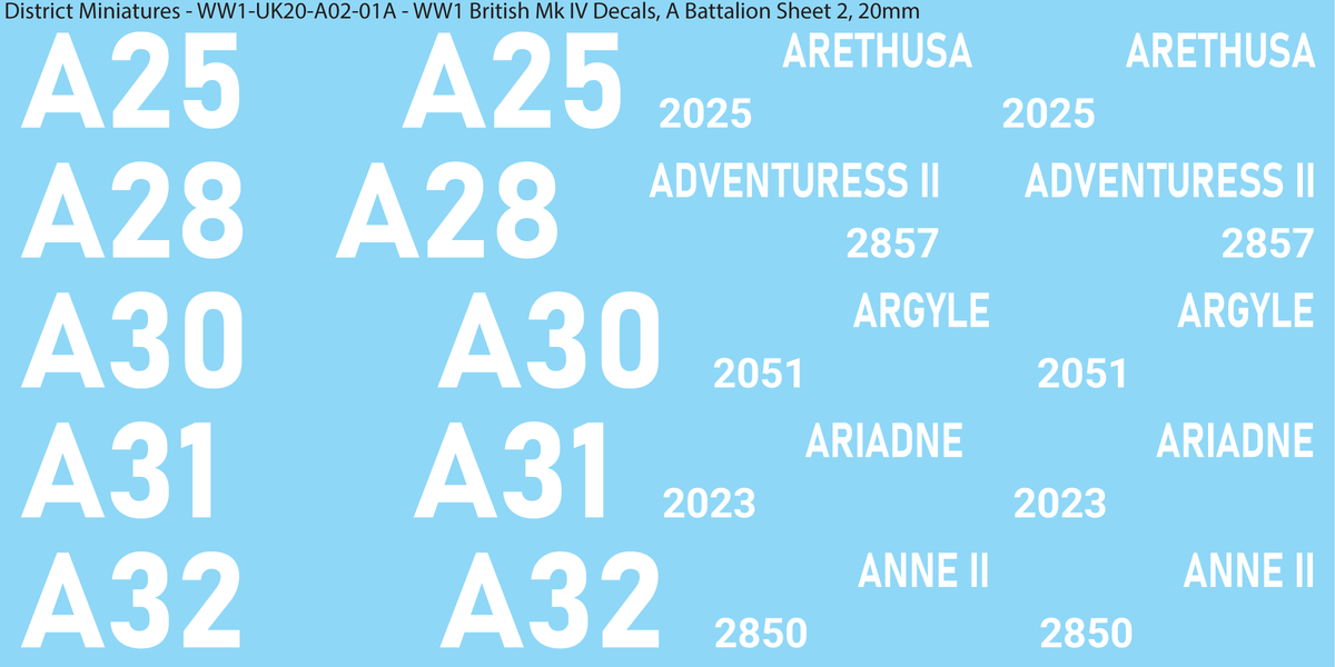 A Battalion Sheet 2, 20mm