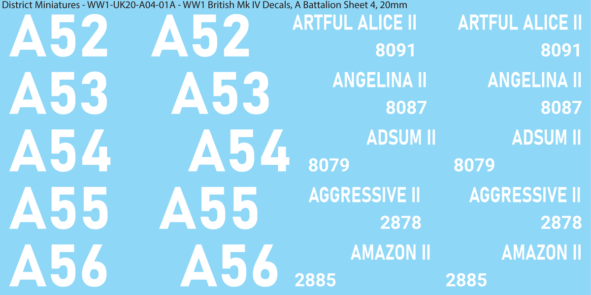 A Battalion Sheet 4, 20mm