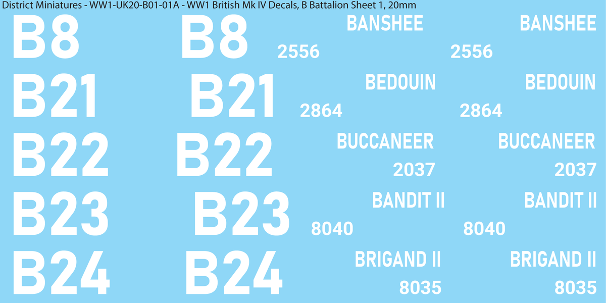 B Battalion Sheet 1, 20mm