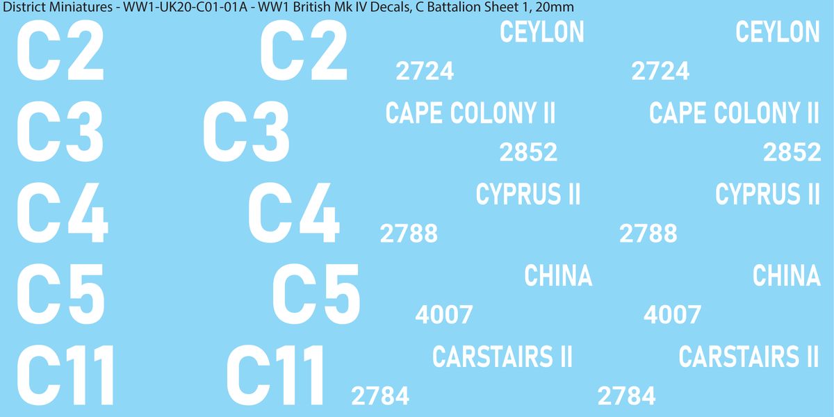 C Battalion Sheet 1, 20mm