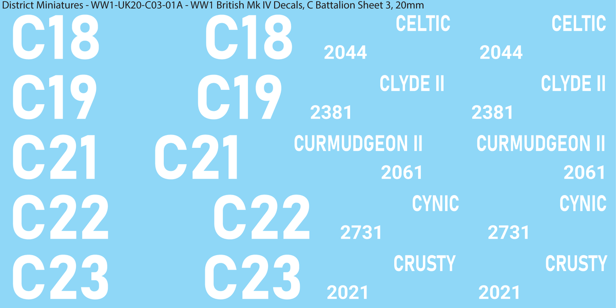 C Battalion Sheet 3, 20mm