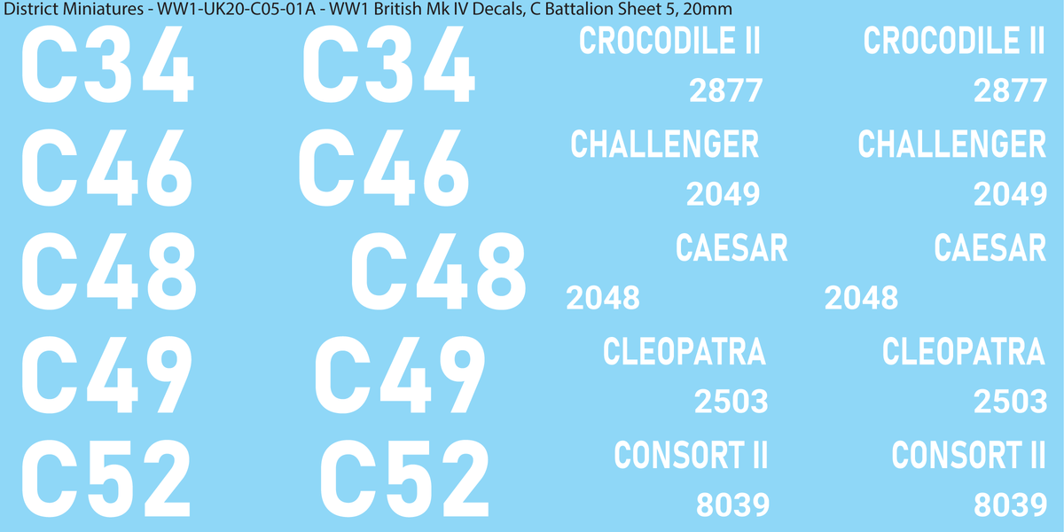 C Battalion Sheet 5, 20mm