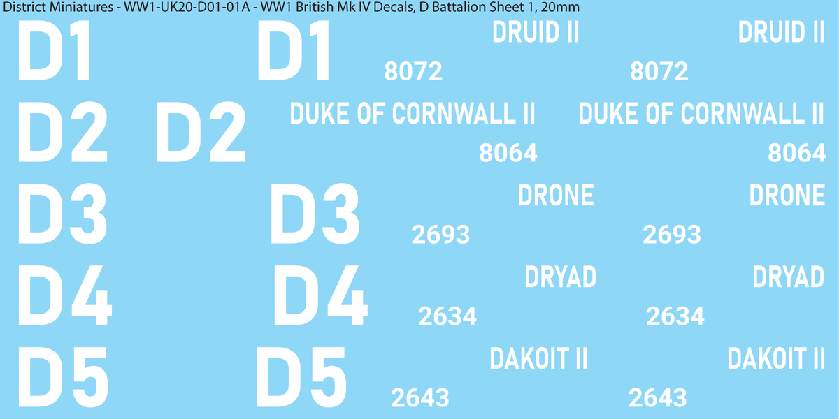 D Battalion Sheet 1, 20mm
