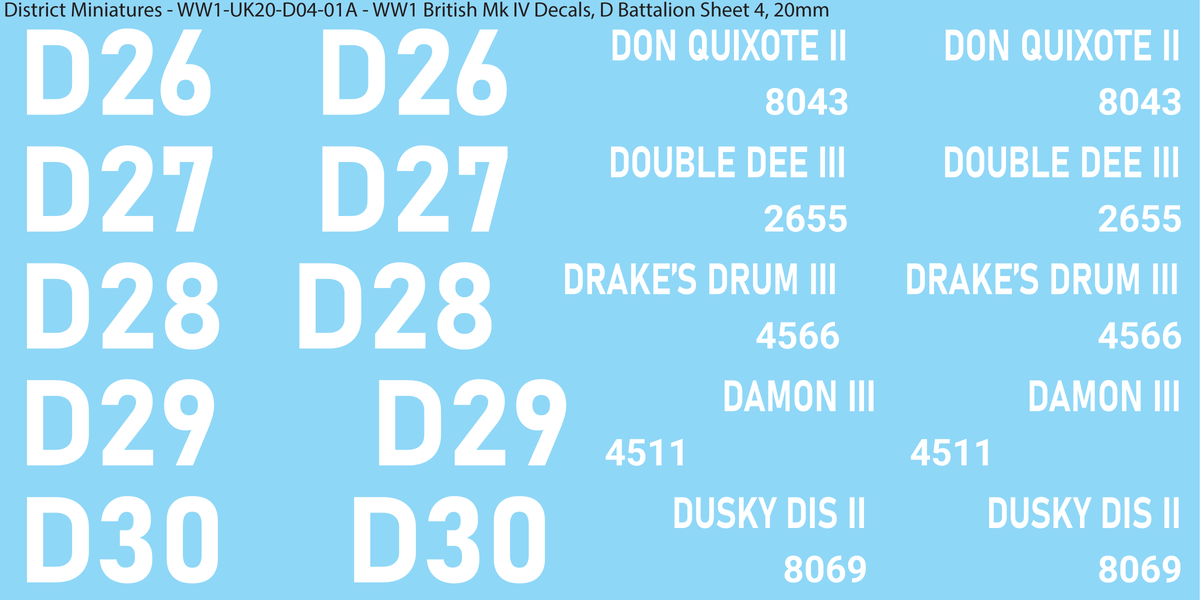 D Battalion Sheet 4, 20mm