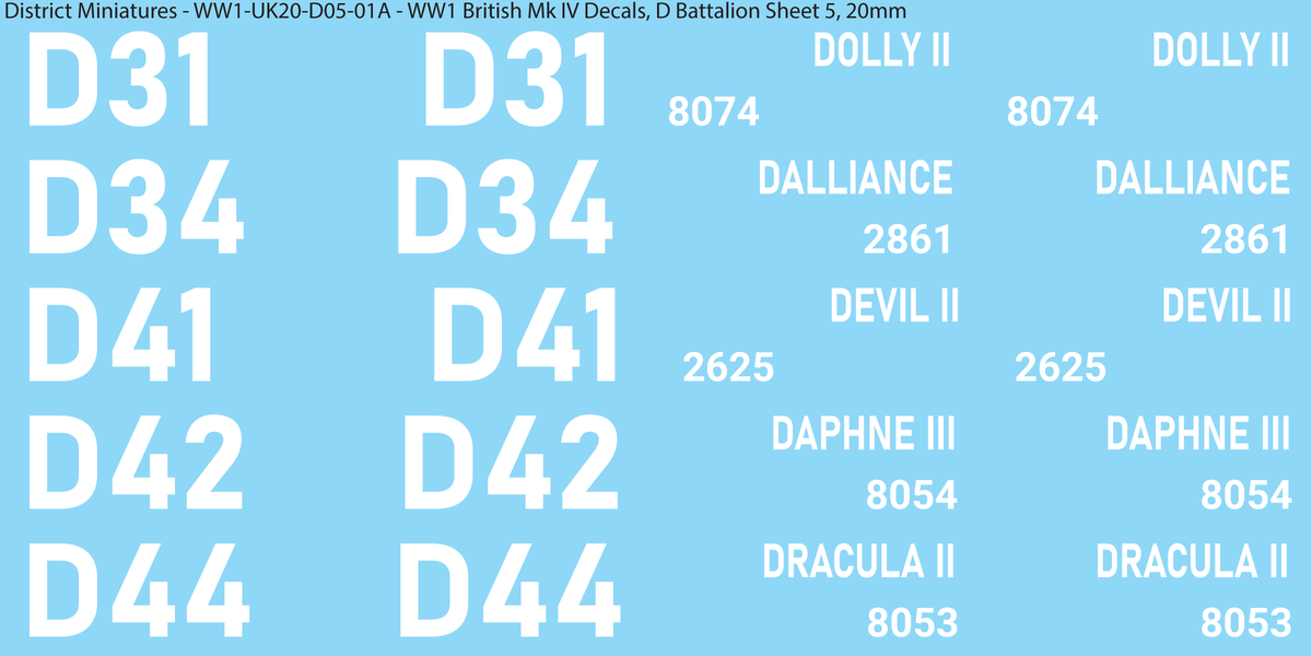 D Battalion Sheet 5, 20mm