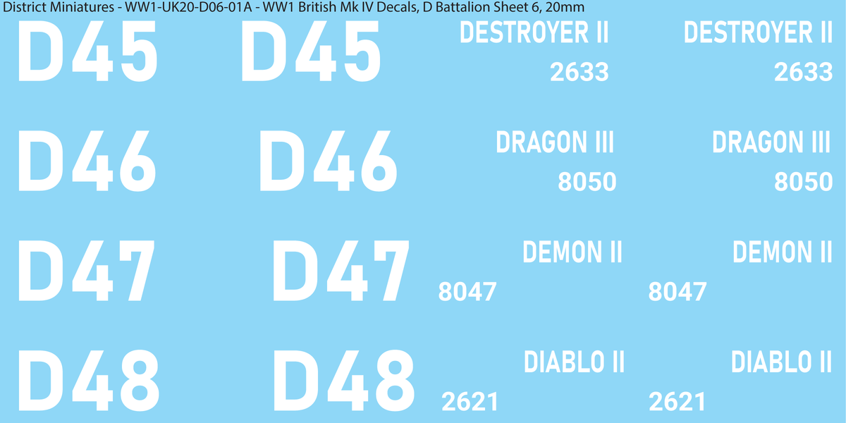 D Battalion Sheet 6, 20mm