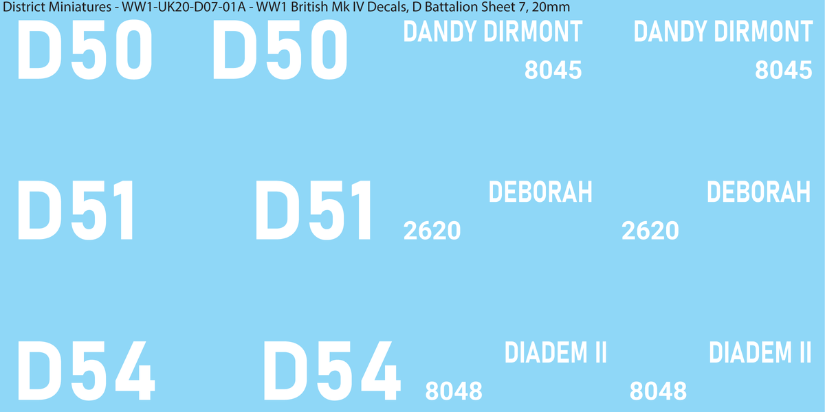 D Battalion Sheet 7, 20mm