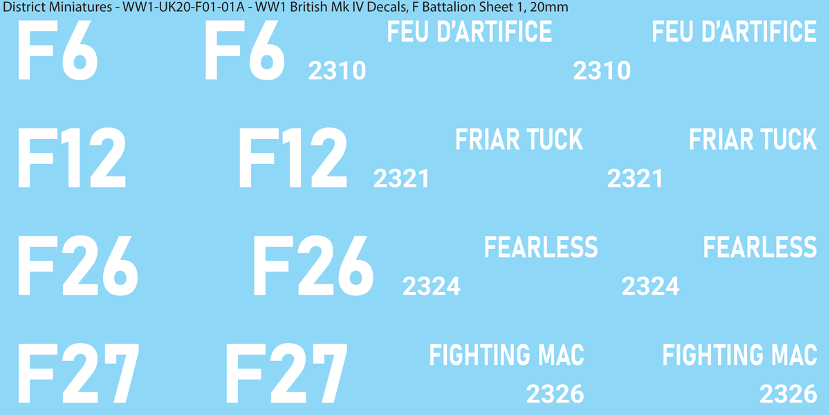F Battalion Sheet 1, 20mm