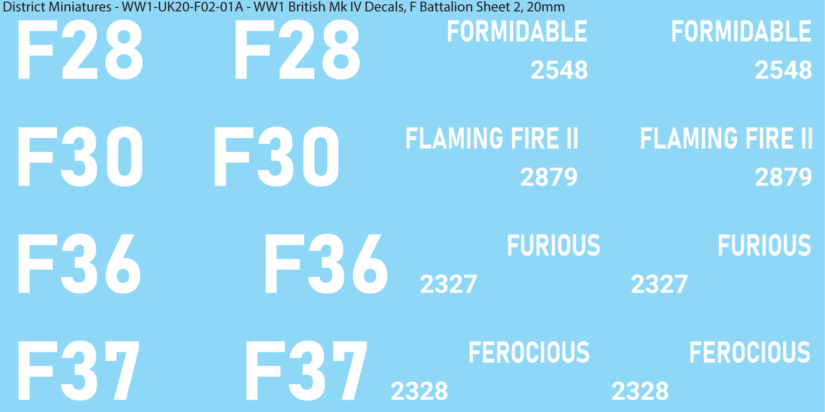 F Battalion Sheet 2, 20mm