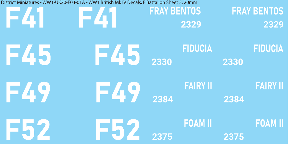 F Battalion Sheet 3, 20mm