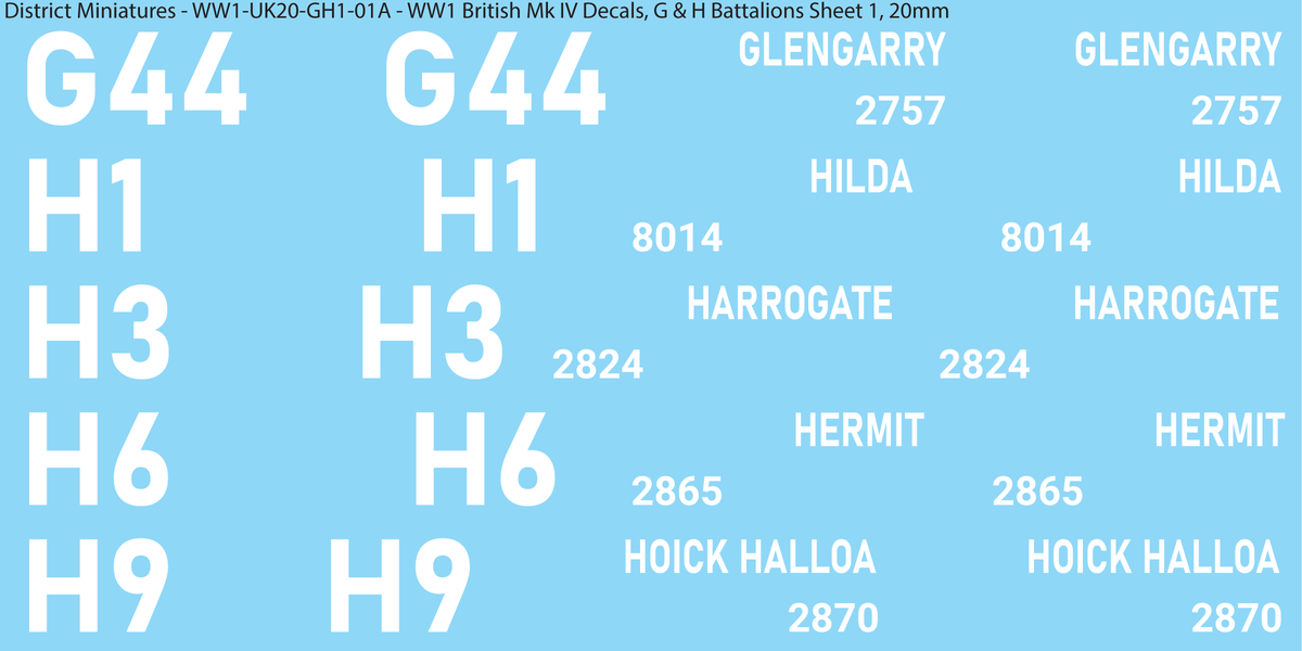 G & H Battalions Sheet 1, 20mm