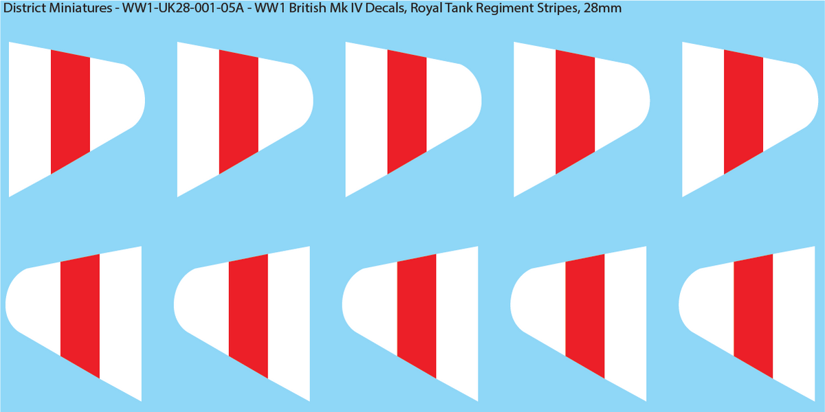 WW1 British Mk IV Decals, Sheet 4, Recognition Stripes, 28mm