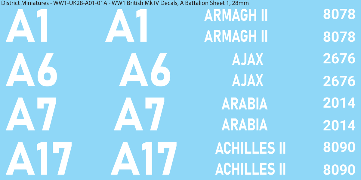 A Battalion Sheet 1, 28mm